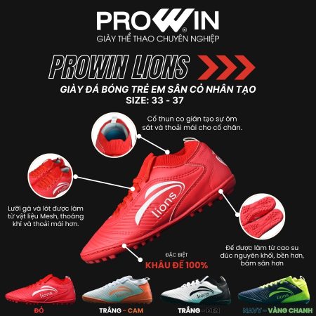 Giày Đá Bóng Trẻ Em Sân Cỏ Nhân Tạo Lions Thun Thấp 5