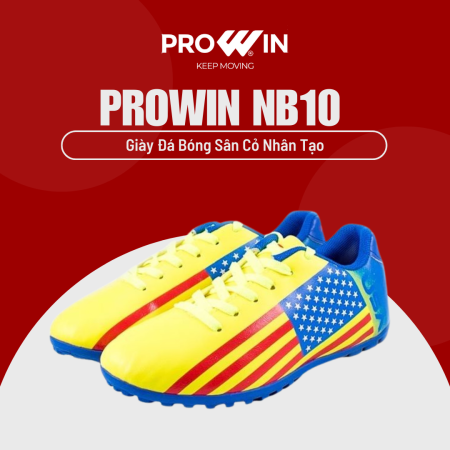 Giày đá bóng trẻ em sân cỏ nhân tạo Prowin NB10 màu vàng chanh