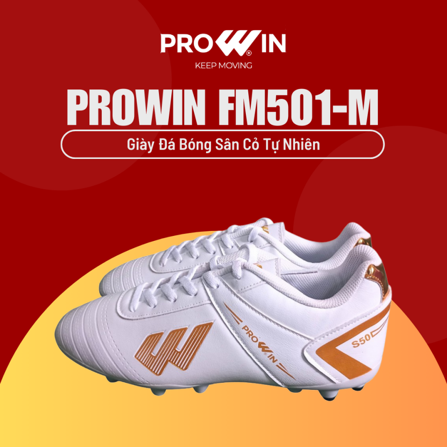 Giày Đá Bóng Sân Cỏ Tự Nhiên Prowin FM501M Khâu Đế 100%