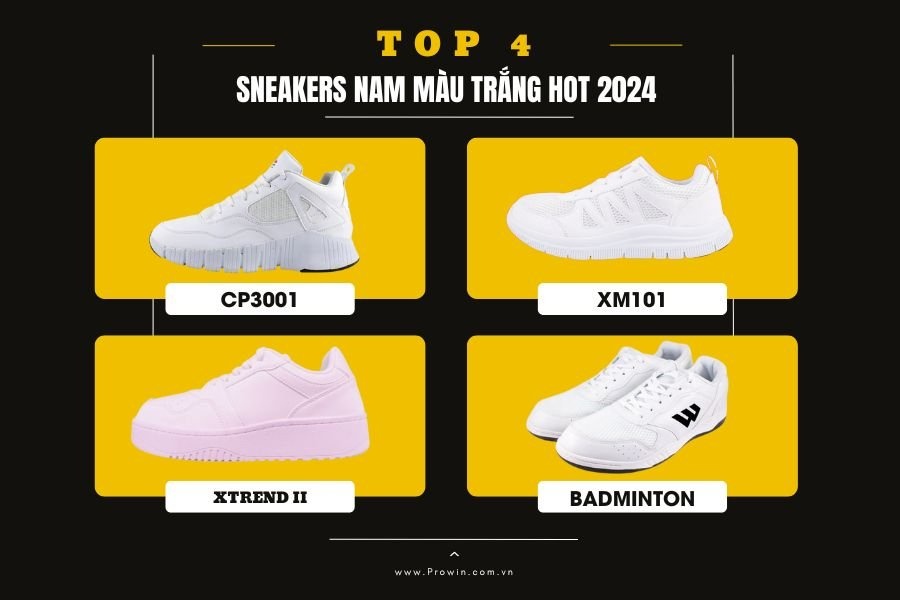 Top 4 mẫu giày thể thao nam màu trắng giá tốt năm 2024